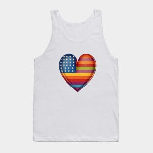 American Pride Flag Heart - Rainbow Colored Stars and Stripes Heart - LGBTQIA Tank Top